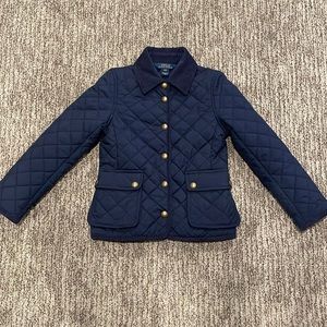 Little Girls Polo Ralph Lauren Quilted Jacket Sz 7 Navy Blue EUC